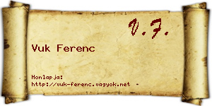 Vuk Ferenc névjegykártya